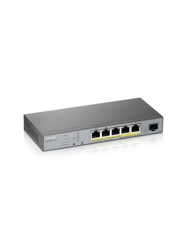 Zyxel GS1350-6HP-EU0101F verkkokytkin Hallittu L2 Gigabit Ethernet (10 100 1000) Power over Ethernet -tuki Harmaa