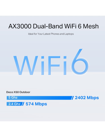TP-Link Deco X50-Outdoor Dual-band (2,4 GHz   5 GHz) Wi-Fi 6 (802.11ax) Vit 1 Intern