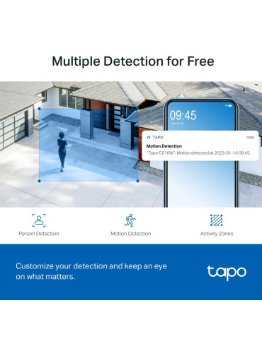 TP-Link Tapo C510W Kupol-formad IP-säkerhetskamera Inomhus & utomhus 2304 x 1296 pixlar Tak TP-Link Tapo C510W Kupol-formad IP-säkerhetskamera Inomhus & utomhus 2304 x 1296 pixlar Tak