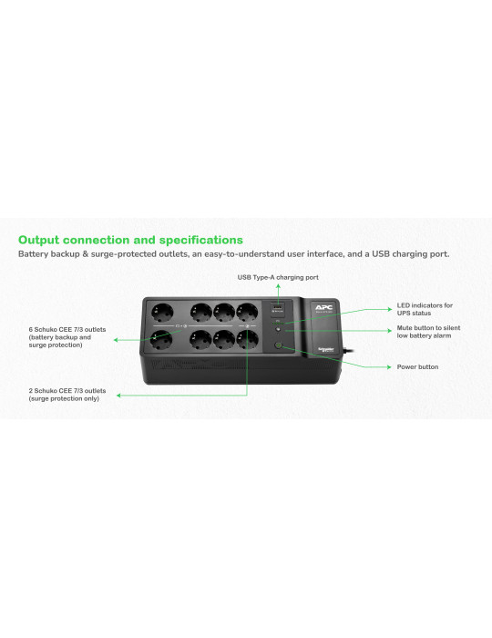 APC BE500G2-GR uninterruptible power supply (UPS) Standby (Offline) 0.5 kVA 300 W