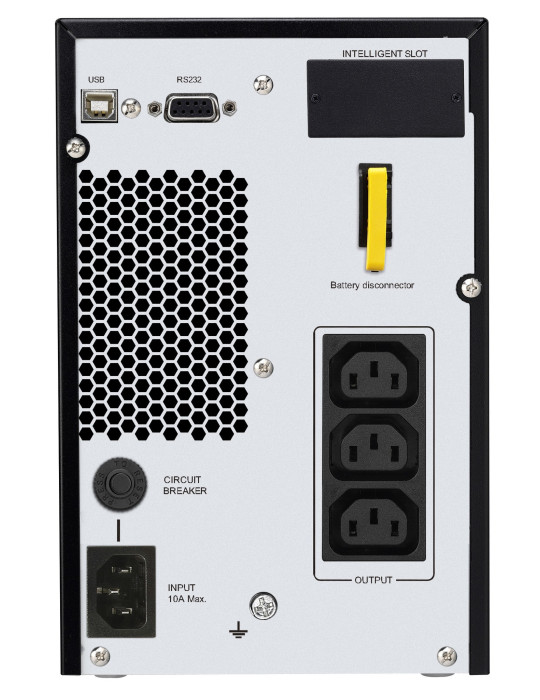 APC SRV1KI UPS-virtalähde Taajuuden kaksoismuunnos (verkossa) 1 kVA 800 W 3 AC-pistorasia(a)