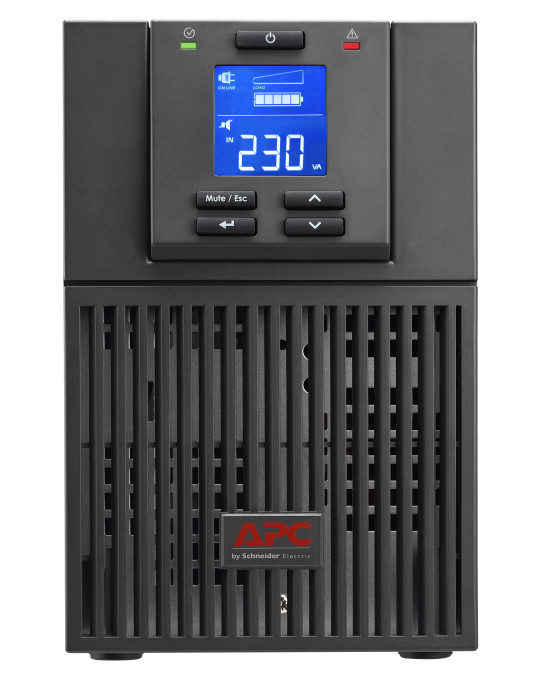 APC SRV1KIL UPS-virtalähde Taajuuden kaksoismuunnos (verkossa) 1 kVA 800 W 3 AC-pistorasia(a)