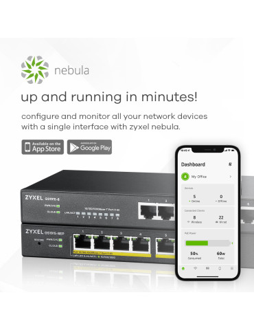 Zyxel GS1915-8EP Hallittu L2 Gigabit Ethernet (10 100 1000) Power over Ethernet -tuki musta