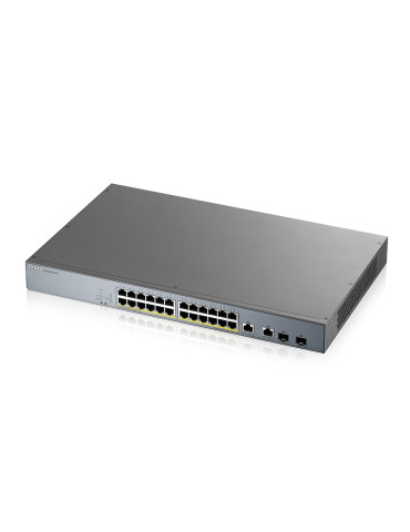 Zyxel GS1350-26HP-EU0101F verkkokytkin Hallittu L2 Gigabit Ethernet (10 100 1000) Power over Ethernet -tuki Harmaa