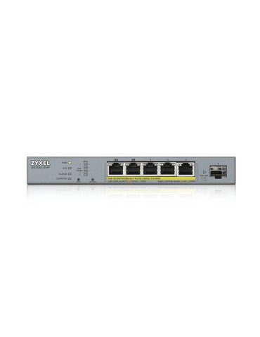 Zyxel GS1350-6HP-EU0101F verkkokytkin Hallittu L2 Gigabit Ethernet (10 100 1000) Power over Ethernet -tuki Harmaa