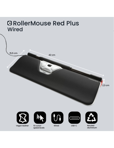 Contour Design RollerMouse Red Plus mouse Office USB Type-C Rollerbar 2800 DPI Contour Design RollerMouse Red Plus mouse Office USB Type-C Rollerbar 2800 DPI
