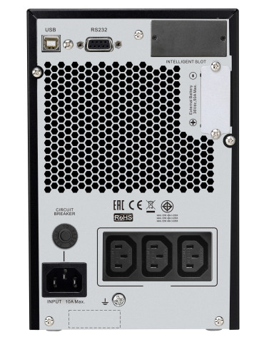 APC SRV1KIL UPS-virtalähde Taajuuden kaksoismuunnos (verkossa) 1 kVA 800 W 3 AC-pistorasia(a)