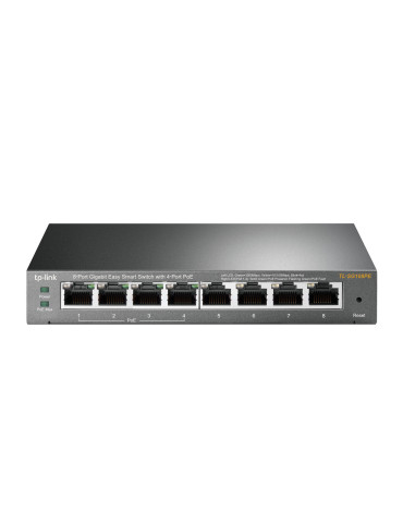 TP-Link TL-SG108PE hanterad L2 Gigabit Ethernet (10 100 1000) Strömförsörjning via Ethernet (PoE) stöd Svart