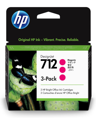 HP 712 magenta DesignJet -mustepatruuna 29 ml, 3 kpl een pakkaus