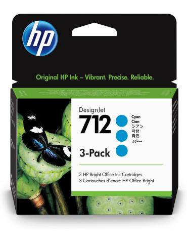 HP 712 syaani DesignJet -mustepatruuna 29 ml, 3 kpl een pakkaus