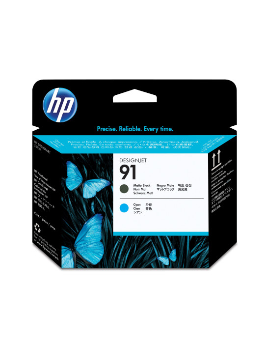 HP 91, mattamusta ja syaani tulostuspää