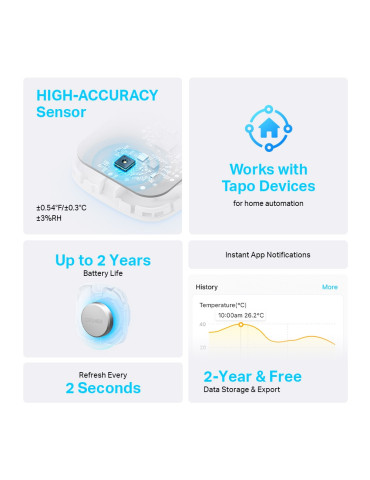 TP-Link Tapo T310 Indoor Temperature & humidity sensor Freestanding Wireless