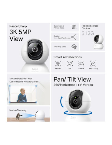 TP-Link Tapo C230 Glödlampa IP-säkerhetskamera inomhus 2880 x 1620 pixlar Tak Skrivbord