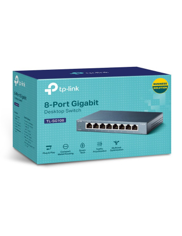 TP-Link TL-SG108 Ohanterad Gigabit Ethernet (10 100 1000) Svart