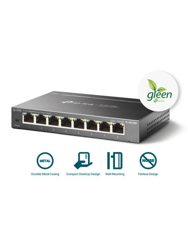 TP-Link TL-SG108E hanterad L2 Gigabit Ethernet (10 100 1000) Svart