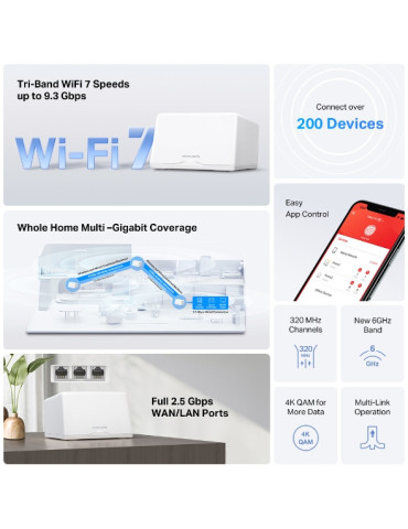 TP-Link HALO H47BE Kolmikaista (2,4 GHz 5 GHz 5 GHz) Wi-Fi 7 (802.11be) Valkoinen 3