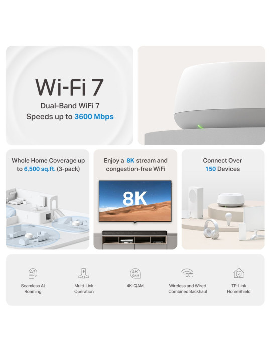 TP-Link DECO BE22 Dual-band (2.4 GHz   5 GHz) Wi-Fi 7 (802.11be) White 2 Internal