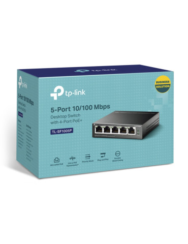 TP-Link TL-SF1005P Unmanaged Fast Ethernet (10 100) Power over Ethernet (PoE) Black