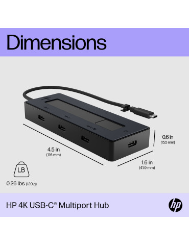 HP 4K USB-C-hubb med flera portar