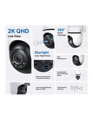 TP-Link Tapo C520WS Dome IP security camera Indoor & outdoor 2560 x 1440 pixels Ceiling TP-Link Tapo C520WS Dome IP security camera Indoor & outdoor 2560 x 1440 pixels Ceiling