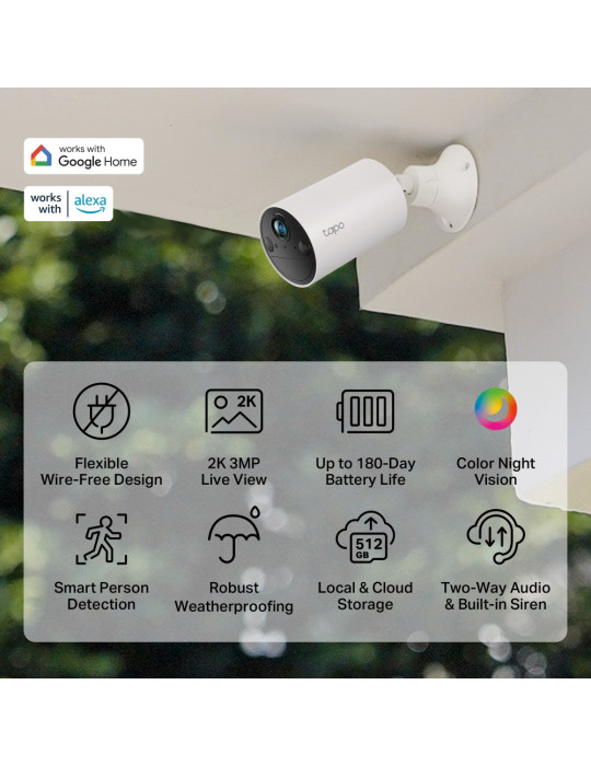 TP-Link Tapo C410 turvakamera Luoti (muoto) IP-turvakamera Ulkona 2304 x 1296 pikseliä Katto seinä