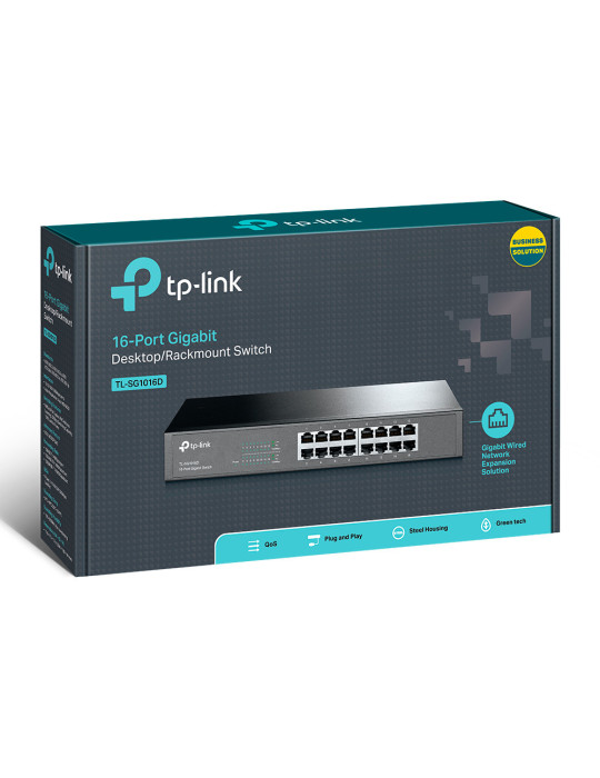 TP-Link TL-SG1016D Ohanterad Gigabit Ethernet (10 100 1000) Svart