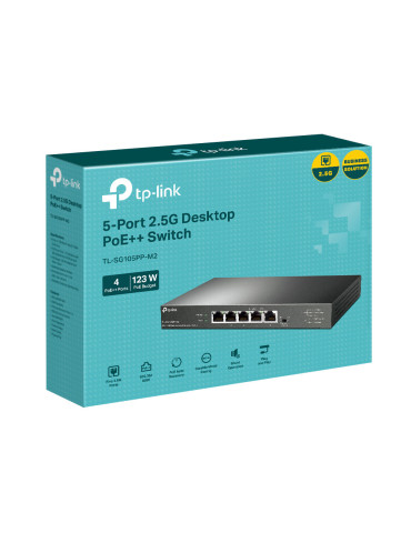 TP-Link TL-SG105PP-M2 nätverksswitchar Ohanterad Gigabit Ethernet (10 100 1000) Strömförsörjning via Ethernet (PoE) stöd Svart