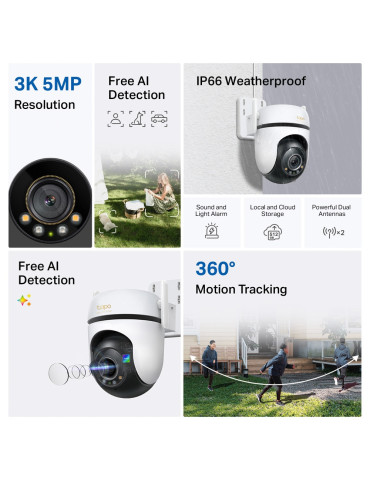 TP-Link TAPO C530WS turvakamera Kääntyvä alusta IP-turvakamera Ulkona 2880 x 1620 pikseliä Seinä