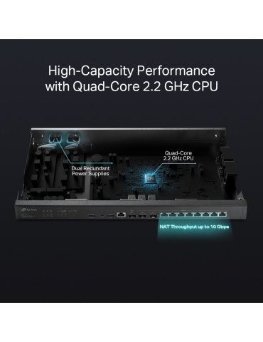 TP-Link Omada ER8411 kabelansluten router Gigabit Ethernet Svart
