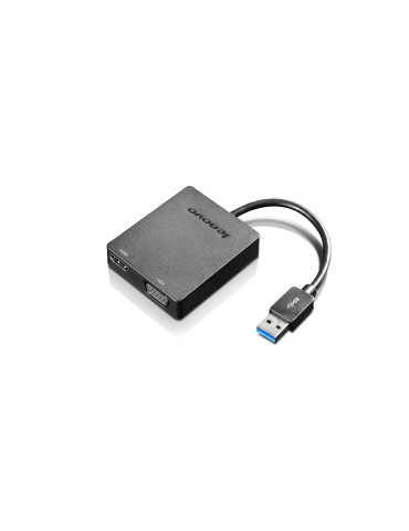 Lenovo Universal USB 3.0 to VGA HDMI USB graphics adapter Black