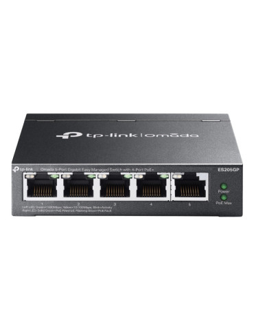 TP-Link Omada ES205GP nätverksswitchar hanterad Gigabit Ethernet (10 100 1000) Strömförsörjning via Ethernet (PoE) stöd Svart