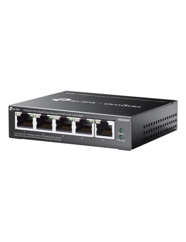 TP-Link Omada ES205GP nätverksswitchar hanterad Gigabit Ethernet (10 100 1000) Strömförsörjning via Ethernet (PoE) stöd Svart