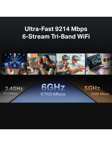 TP-Link Archer BE9300 trådlös router 2.5 Gigabit Ethernet Triband (2,4 GHz 5 GHz 6 GHz) Svart
