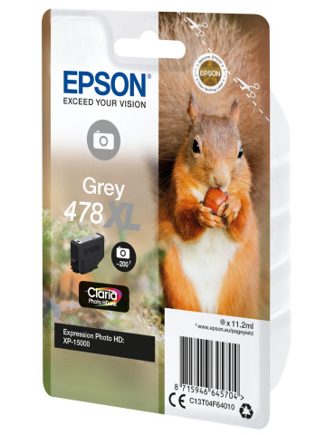 Epson Squirrel 478XL Ekorre, Claria Photo HD-bläck, Single‚ grått