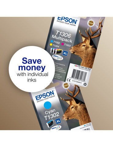 Epson Stag T1302 Hjort, DURABrite Ultra-bläck, Single, cyan