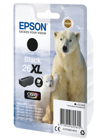 Epson 26XL Isbjörn, Claria Premium-bläck, Single‚ svart