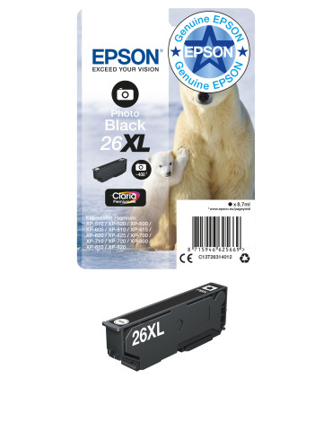 Epson Polar bear Yksittäispakkaus, valokuvamusta 26XL Claria Premium -muste