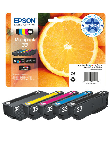 Epson Oranges 33 Apelsiner, Claria Premium-bläck, Multipack‚ 5 färger