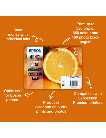 Epson Oranges 33 Apelsiner, Claria Premium-bläck, Multipack‚ 5 färger