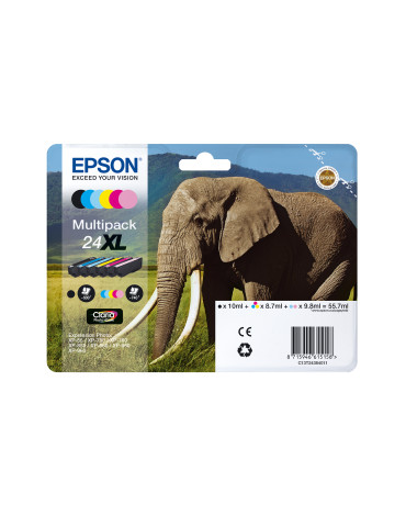 Epson Elephant Yksittäispakkaus, syaani 24XL Claria Photo HD -muste