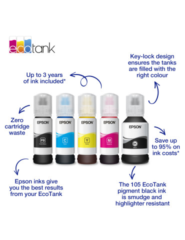 Epson 105 EcoTank pigmenterat svart, bläckflaska