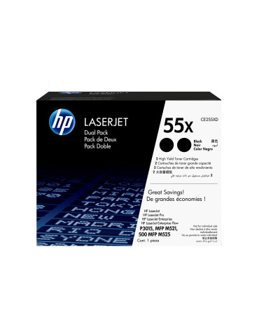 HP 55X 2-pack High Yield Black Original LaserJet Toner Cartridges