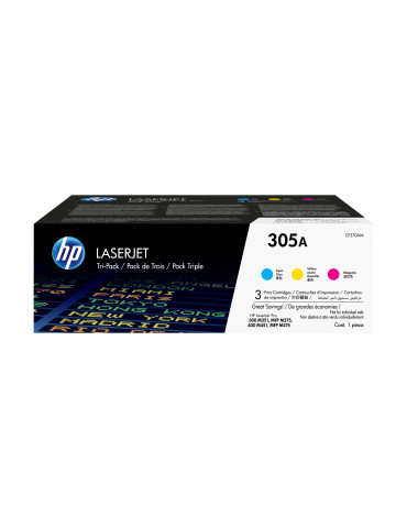 HP 305A, alkuperäinen syaani magenta keltainen LaserJet-värikasetti, kolmen pakkaus
