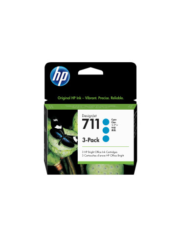 HP 711 3-pack 29-ml Cyan DesignJet Ink Cartridges