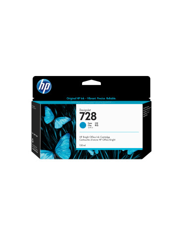 HP 728 130-ml Cyan DesignJet Ink Cartridge