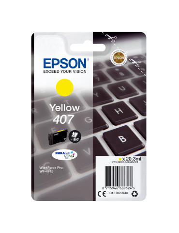 Epson 407L Tangentbord, DURABrite Ultra-bläck, Single, gult