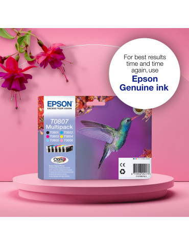 Epson Hummingbird Monipakkaus, 6 väriä T0807 Claria Photographic -muste