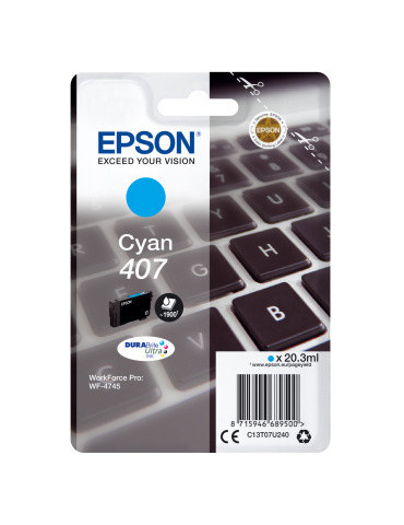 Epson 407L Tangentbord, DURABrite Ultra-bläck, Single, cyan
