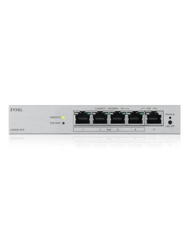 Zyxel GS1200-5HPV3 Hallittu L2 Gigabit Ethernet (10 100 1000) Power over Ethernet -tuki Työpöytä Harmaa