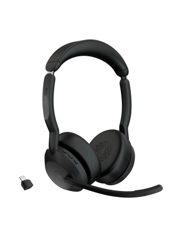 Jabra Evolve2 55 Headset Wireless Head-band Office Call center USB Type-C Bluetooth Charging stand